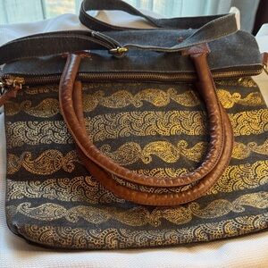 Mona B Elegant Gold and Brown Tote
